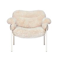 Bollo Lounge-Tuoli Pearl White Jalat / Lampaannahka Mohawi
