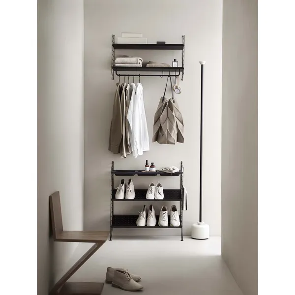 String Hyllplan Med Hög Kant Metall 20x78 cm Svart