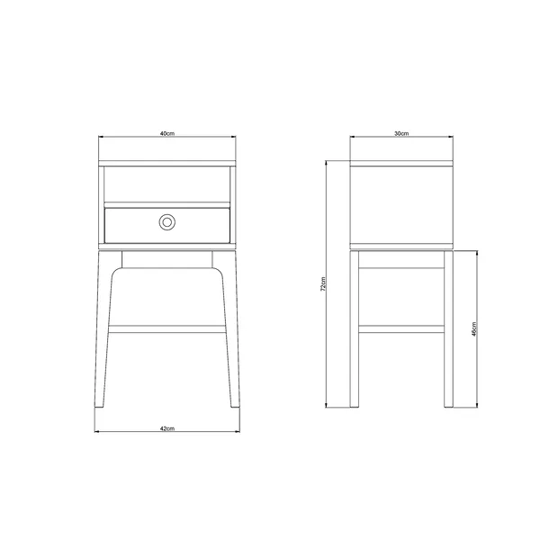Höllviken Bedside Table Tall Legs Light Grey