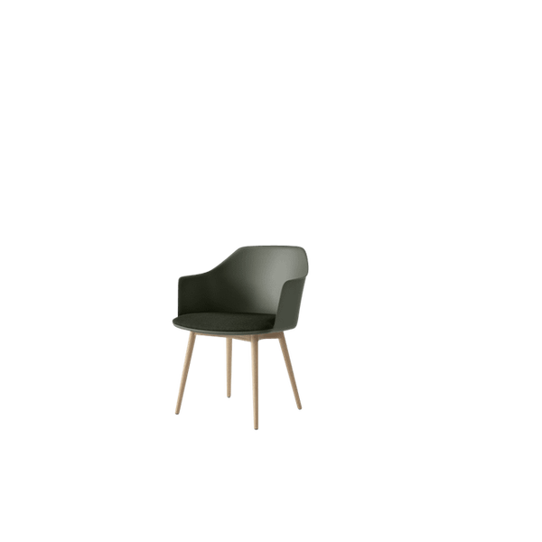 Rely HW77 Spisebordsstol Med Armlæn Polstret Sæde Bronze Green/Klarlakeret Eg/Vidar 0972
