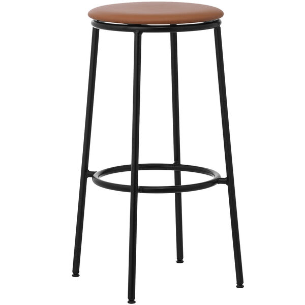 Circa Barstool 65 cm Black Steel Barstol Skum Brunt Læder