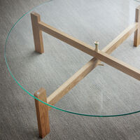 Round Soffbord Ek / Glas Ø88 cm