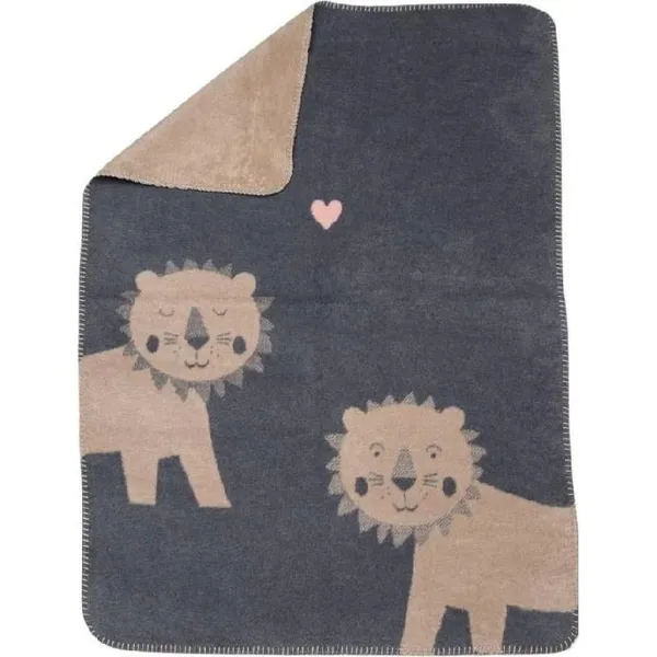 Mila Babytæppe 75x100 cm Lion Gråt / Beige
