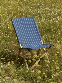 Outdoor Market Folding Chair Blue With Beige Stripe