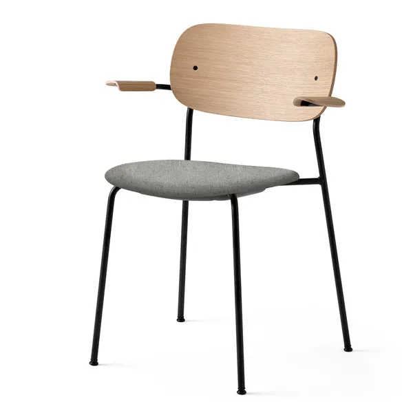 Co Dining Chair Black Steel w. Armrest Hallingdal 130/Natural Oak