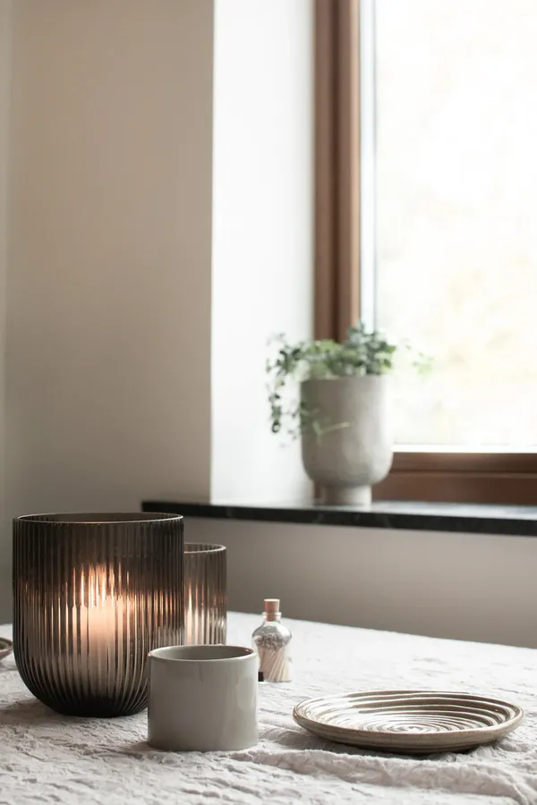 Simple Stripe Vase 22 cm Brun