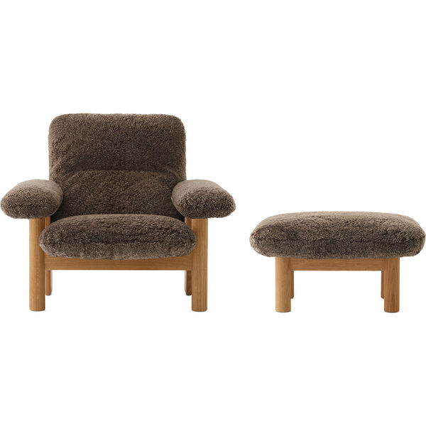 Brasilia Fåtölj Med Ottoman Naturlig Ek Sheepskin Root