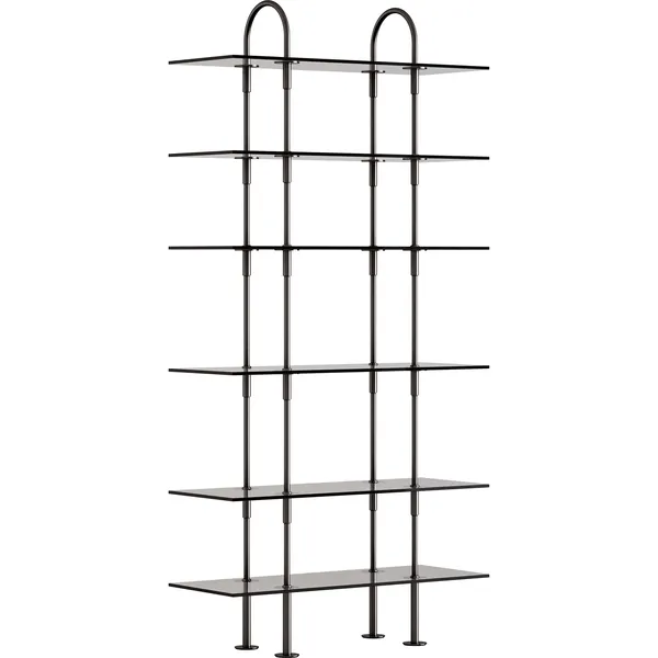 Keen Hyllesystem Med 6 Hyller 96 cm Sort Messing / Tonet Glass