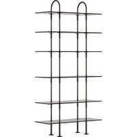 Keen Hyllesystem Med 6 Hyller 96 cm Sort Messing / Tonet Glass