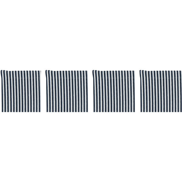 Narrow Stripe Glasbrikker 10x10 cm 4-pak Marineblå
