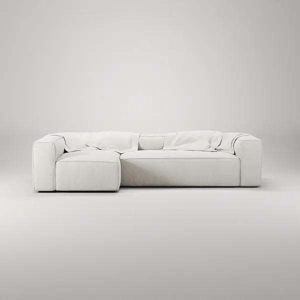 Grand 4-Sitssoffa Divan Vänster Bouclétyg Steam White