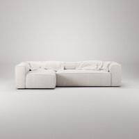 Grand 4-Sitssoffa Divan Vänster Bouclétyg Steam White