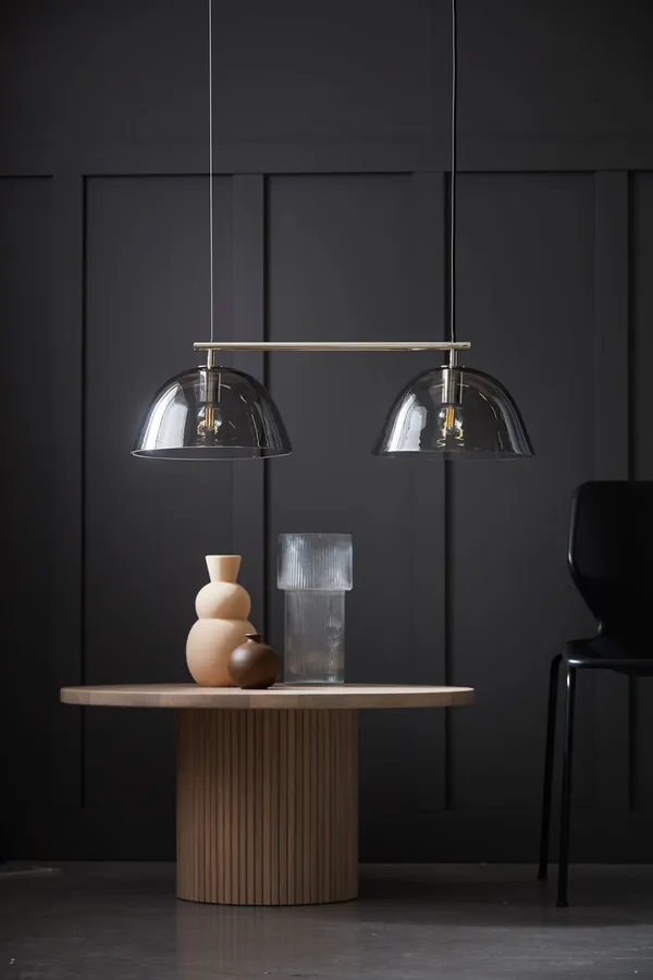 Wendo 70 Taklampe Nikkel/Røykfarget Glass