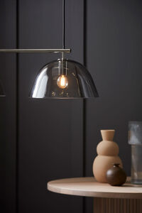 Wendo 70 Taklampe Nikkel/Røykfarget Glass