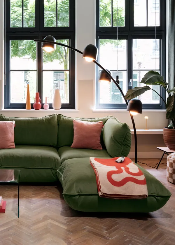 Sumo Fotpall Sammet Deep Green