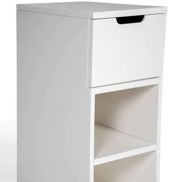 Aoko Bedside Table High 1 Drawer White Nattbord Hvit 1 Skuffer