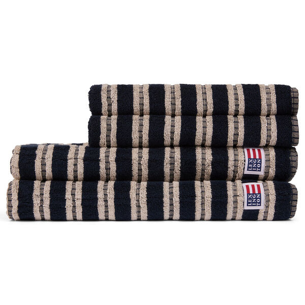 Striped Håndkle 50x70 cm Mørkeblå/Beige