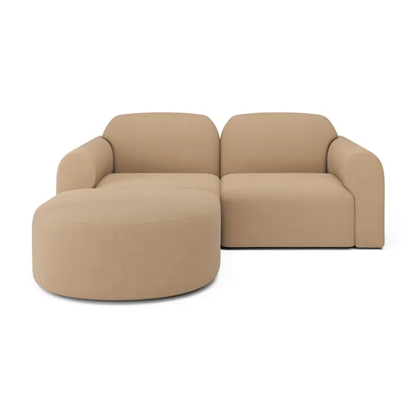 Bulky semi-circle footstool - Light Sepia fabric