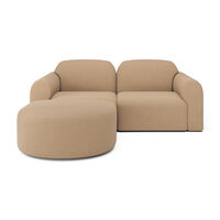 Bulky semi-circle footstool - Light Sepia fabric