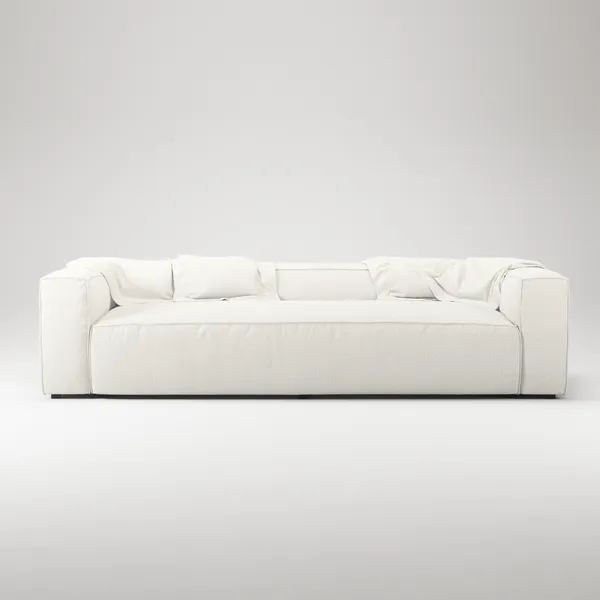 Grand 3-Sitssoffa Bouclétyg Steam White