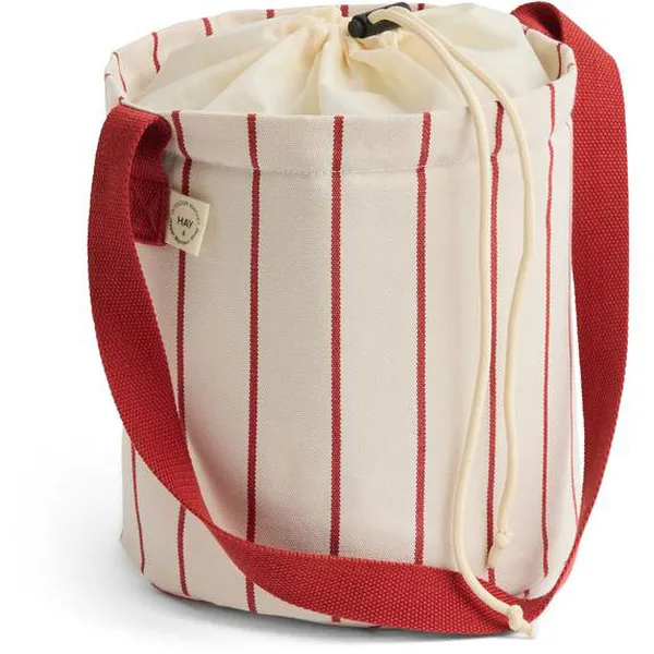 Outdoor Market Bottle Bag Medium Beige With Red Stripe