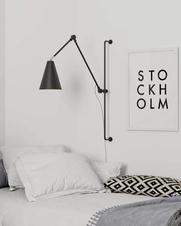 Yukon Vegglampe Matt Svart