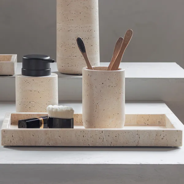 Travertine Tandborstmugg 10 cm