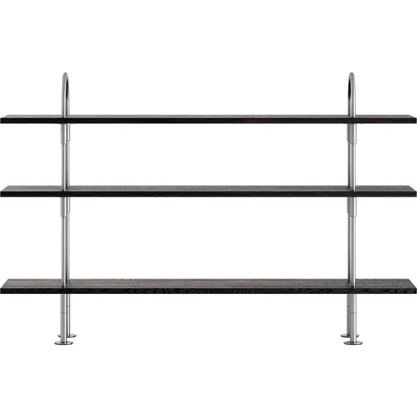 Keen Hyllesystem Med 3 Hyller 160 cm Satengpolert Rustfritt stål / Svartbrun beiset Ask