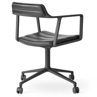 452 Svingstol med Hjul Pudderlakkert Aluminium / Sort Skinn