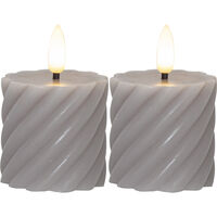 Flamme Swirl LED Bloklys 75 cm 2-pak Gråt