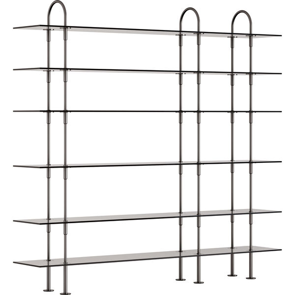 Keen Hyldesystem Med 6 Hylder 208 cm Sort Messing / Tonet Glas