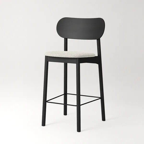 Elephant Barstol Svart / Vit Bouclé