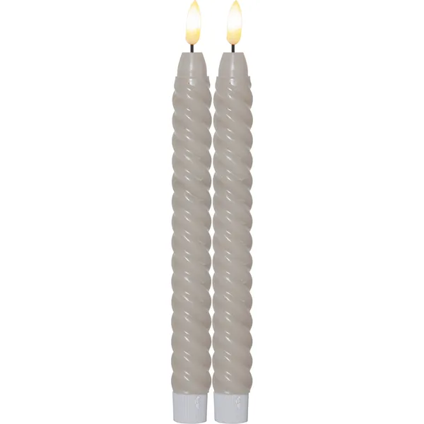 Flamme Swirl LED Antikklys 25 cm 2-pk Beige