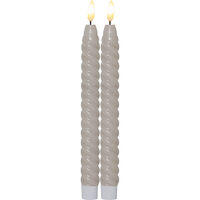 Flamme Swirl LED Antikklys 25 cm 2-pk Beige