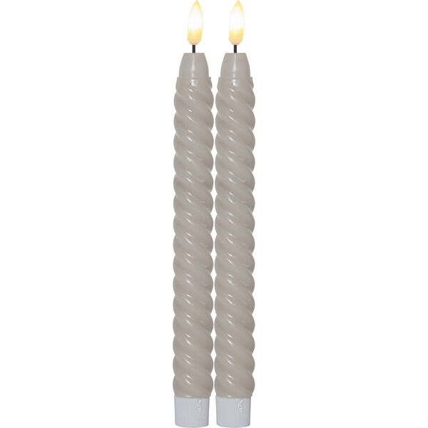 Flamme Swirl LED Antiklys 25 cm 2-pak Beige