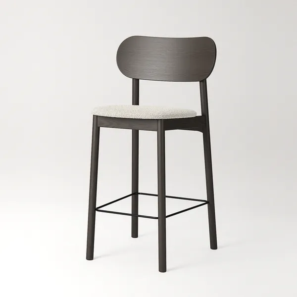 Elephant Barstol Mörk Ek / Vit Bouclé