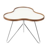 Flower table 66X62 Cm Walnut Edge white chromed legs