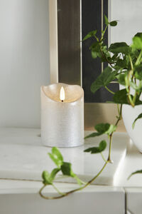 Flamme Rustic LED Kubbelys Silver 10 cm