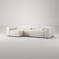 Grand 4-Sitssoffa Divan Vänster Bouclétyg Steam White