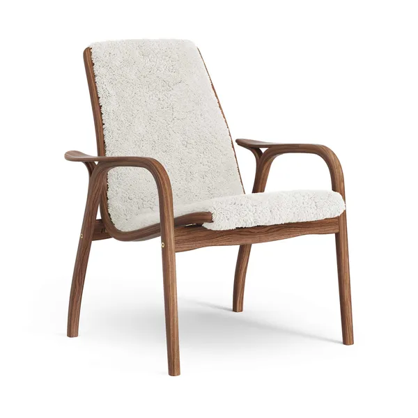 Laminett Fåtölj Fårskinn Lackerad Valnöt / Off-white