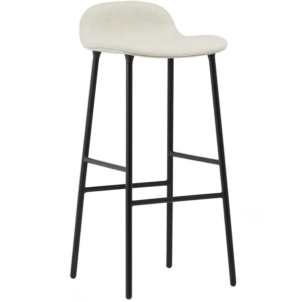 Form Barstol 75 cm Hvid Læder / Sort Stål