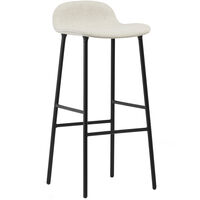 Form Barstol 75 cm Hvid Læder / Sort Stål