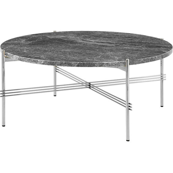 TS Soffbord 80 cm Polerat Stål / Grå Emperadormarmor