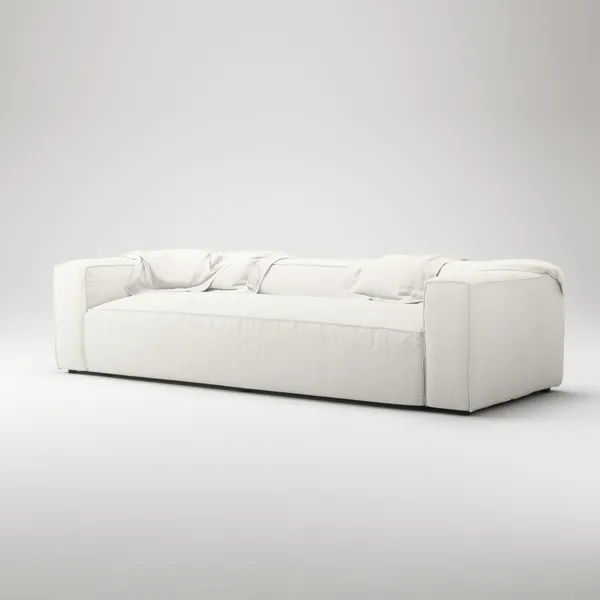 Grand 3-Sitssoffa Bouclétyg Steam White