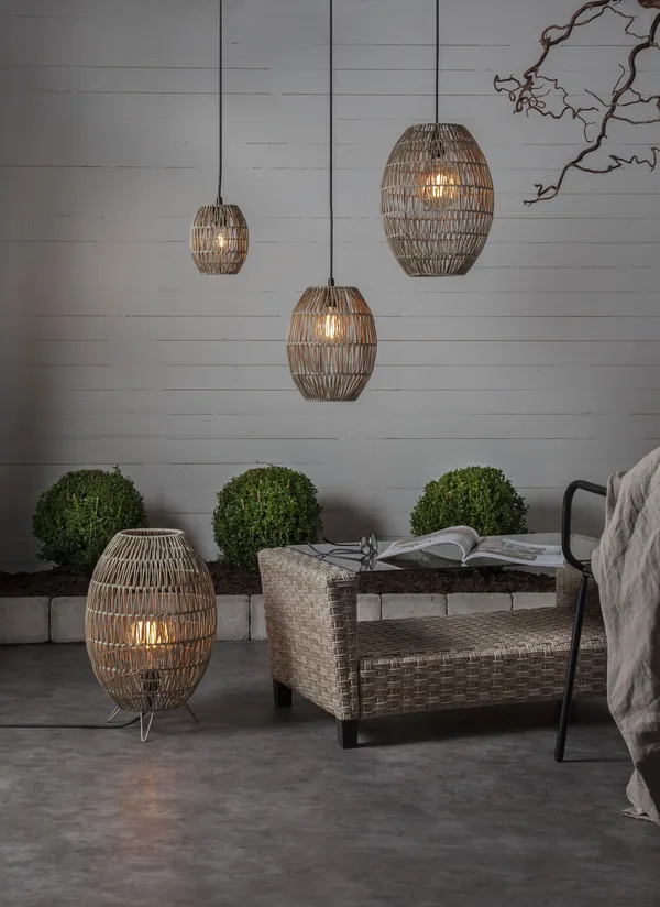 Linde Gulvlampeskjerm 46 cm Grå Beige