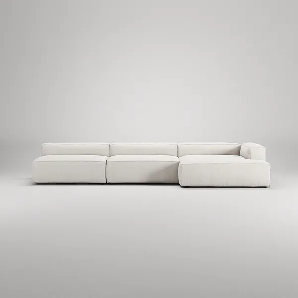 Grand 5-Sitssoffa schäslong Höger Bouclétyg Steam White
