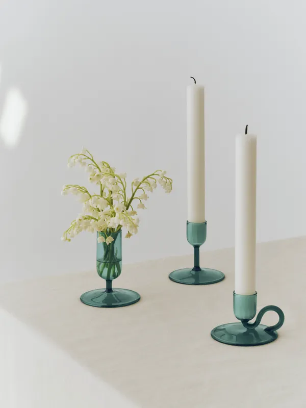 Tiny Candleholder Curved Aqua