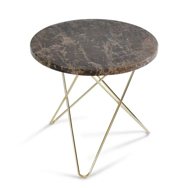 Tall Mini O Table Sidobord Ø50 cm Mässing/Brun marmor