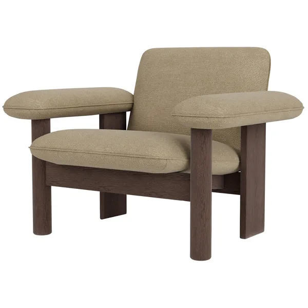 Brasilia Lenestol Lav Rygg Mørkbeiset Eik / Bouclé 02 Beige