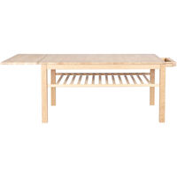 Klassik 4C Sofabord med Foldeplade & Skuffe 75x110 cm Hvidolieret Egetræ